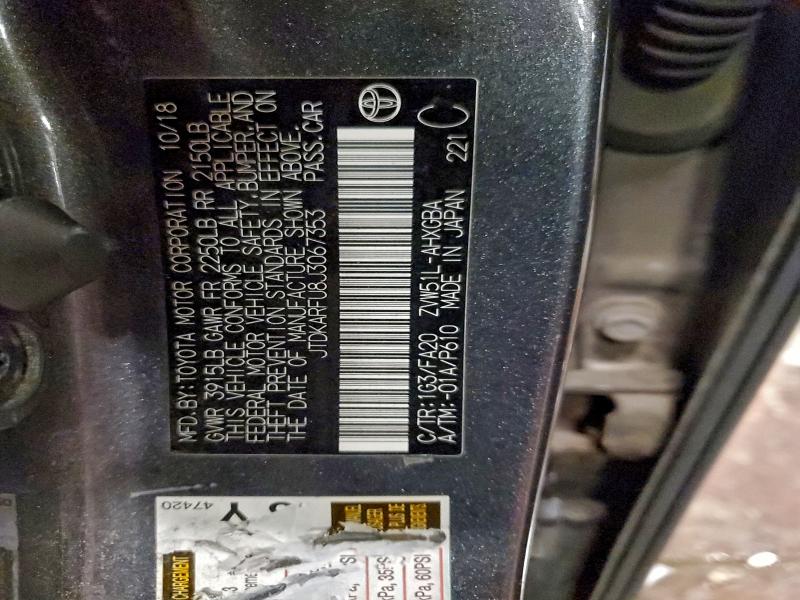 Aukcja sprzedaży 2018 Toyota Prius, vin: JTDKARFU8J3067353, numer aukcji: 97571885