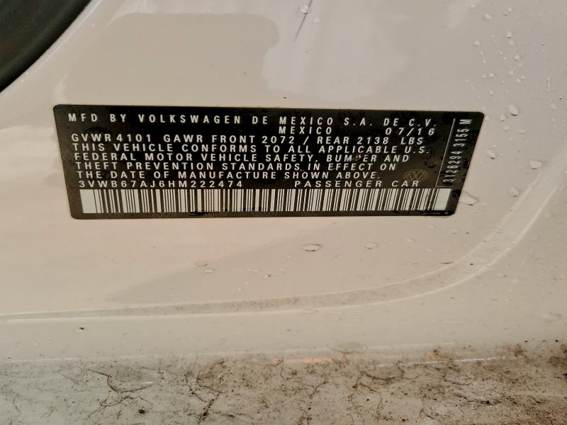 94491075 :رقم المزاد ، 3VWB67AJ6HM222474 vin ، 2017 Volkswagen Jetta مزاد بيع