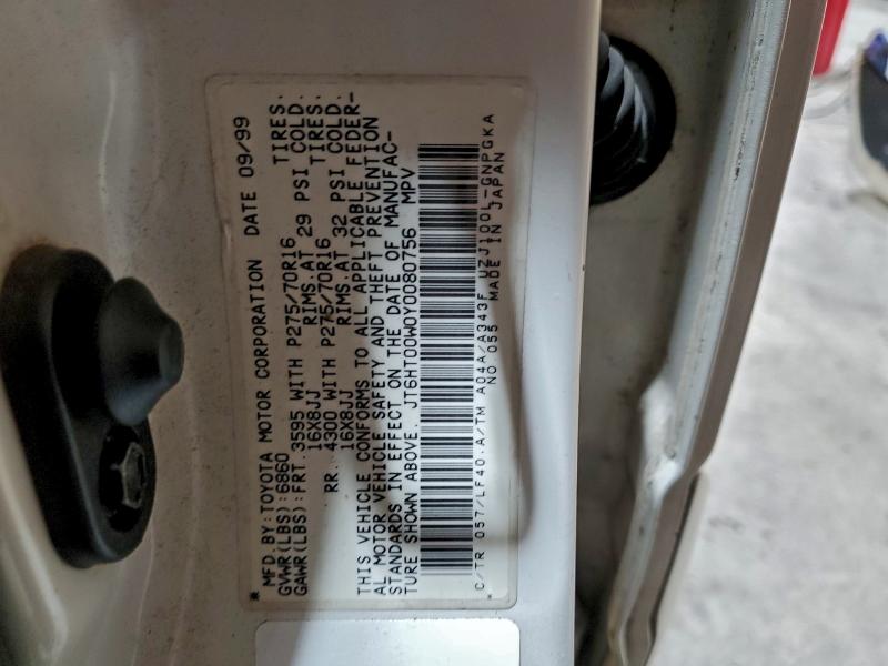 2000 Lexus Lx მანქანა იყიდება აუქციონზე, vin: JT6HT00W0Y0080756, აუქციონის ნომერი: 94469055