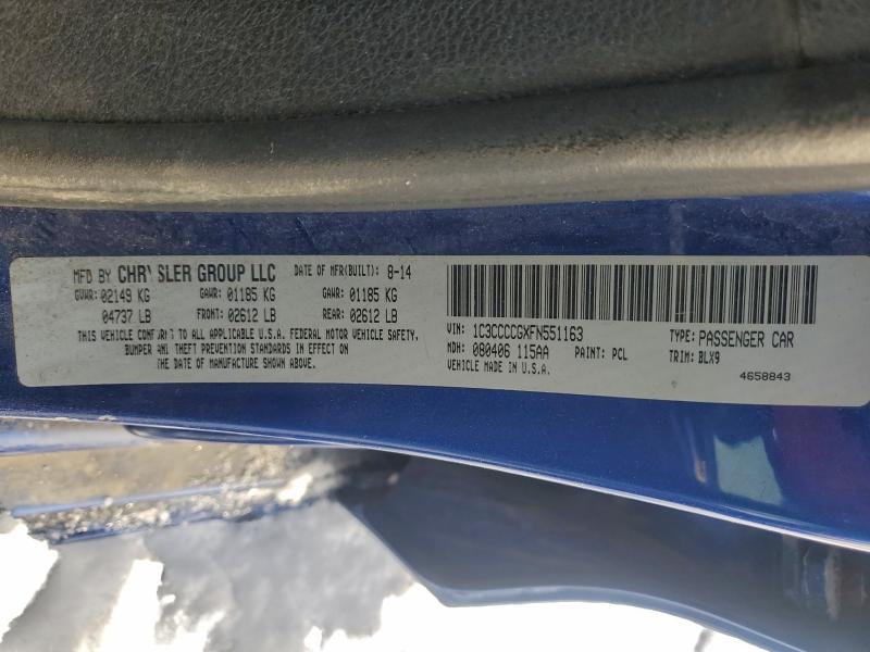 2015 Chrysler 200 მანქანა იყიდება აუქციონზე, vin: 1C3CCCCGXFN551163, აუქციონის ნომერი: 95163305