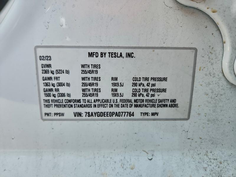 Aukcja sprzedaży 2023 Tesla Model Y, vin: 7SAYGDEE0PA077764, numer aukcji: 98045645