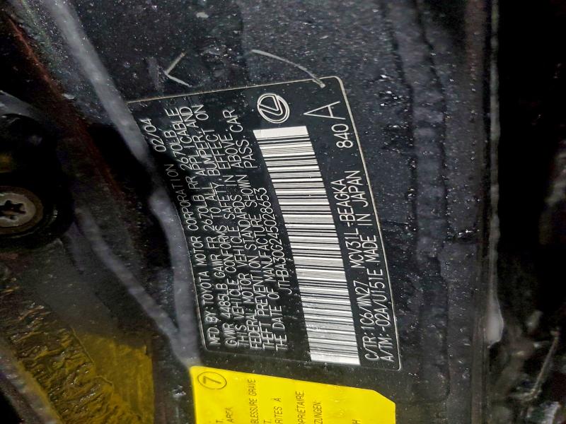 2004 Lexus Es მანქანა იყიდება აუქციონზე, vin: JTHBA30G245028653, აუქციონის ნომერი: 95926495