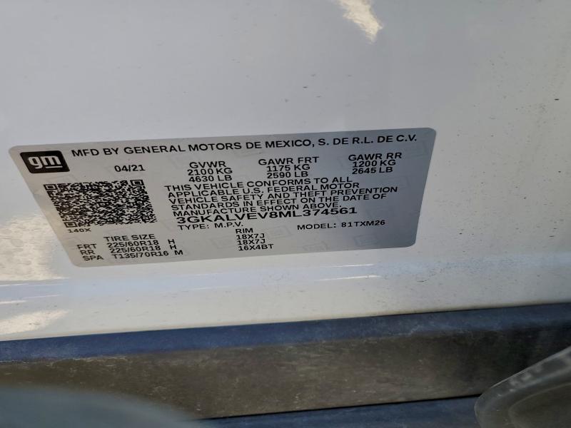 Продаж на аукціоні авто 2021 Gmc Terrain Sl, vin: 3GKALVEV8ML374561, номер лоту: 96149675