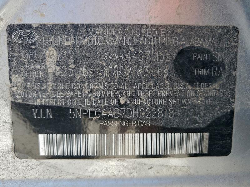 97618125 :رقم المزاد ، 5NPEC4AB7DH622818 vin ، 2013 Hyundai Sonata مزاد بيع