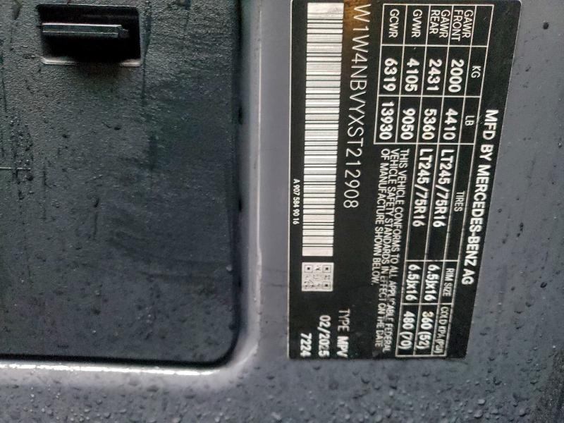 Aukcja sprzedaży 2025 Mercedes-benz Sprinter 2, vin: W1W4NBVYXST212908, numer aukcji: 91812455