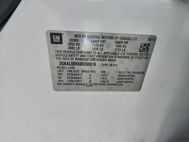 2013 Gmc Terrain მანქანა იყიდება აუქციონზე, vin: 2GKALSEK6D6396616, აუქციონის ნომერი: 95568375