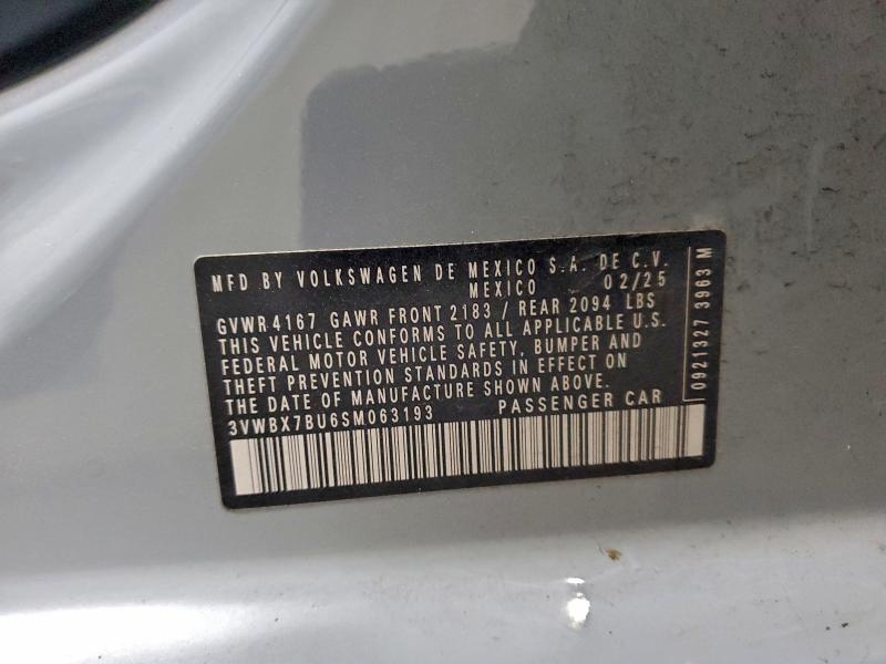 96342535 :رقم المزاد ، 3VWBX7BU6SM063193 vin ، 2025 Volkswagen Jetta Spor مزاد بيع