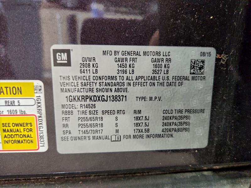Aukcja sprzedaży 2016 Gmc Acadia, vin: 1GKKRPKDXGJ138371, numer aukcji: 94171725