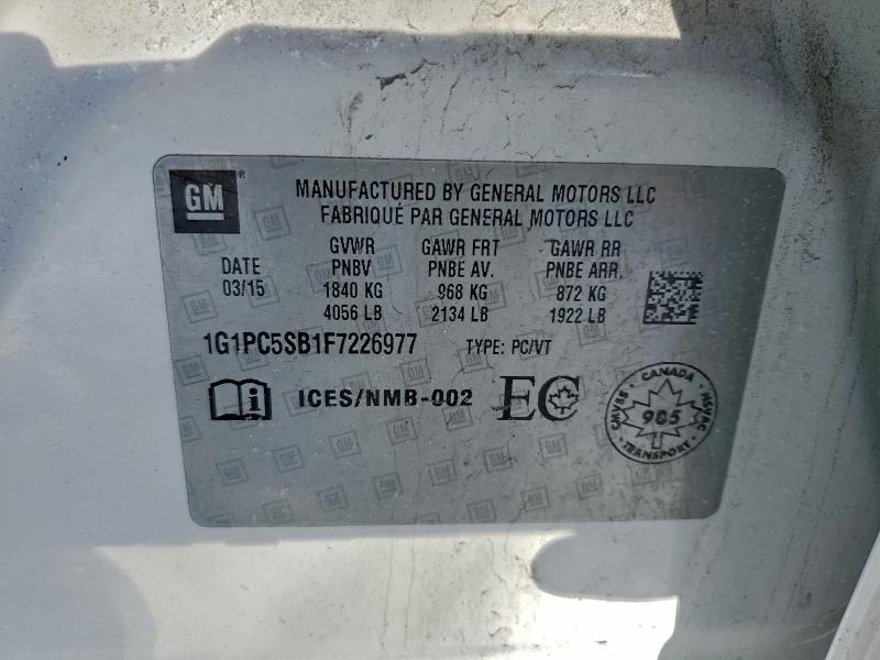 Продажа на аукционе авто 2015 Chevrolet Cruze, vin: 1G1PC5SB1F7226977, номер лота: 94864485