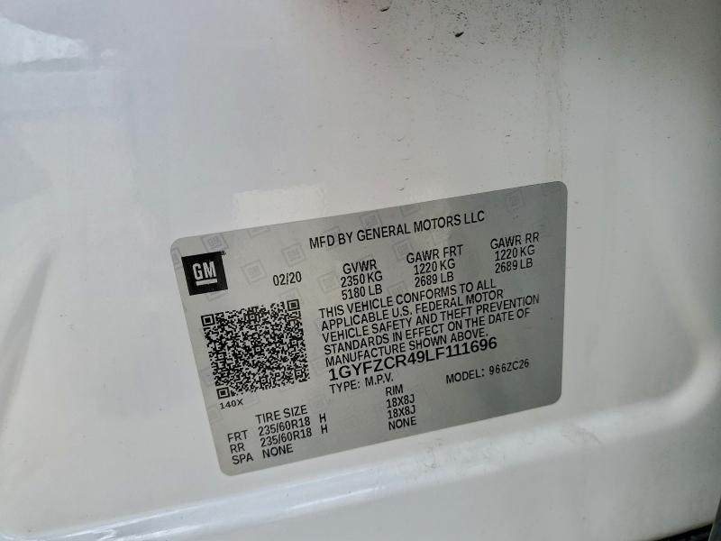 95016325 :رقم المزاد ، 1GYFZCR49LF111696 vin ، 2020 Cadillac Xt4 مزاد بيع