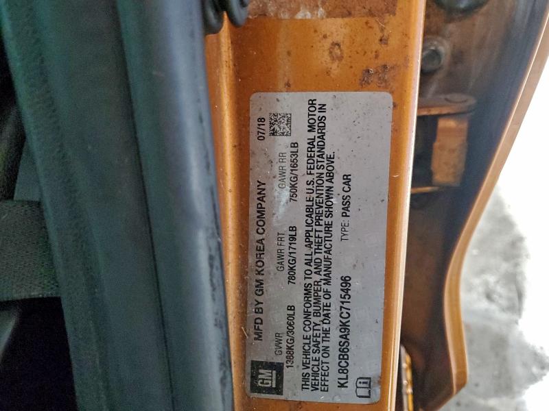 Aukcja sprzedaży 2019 Chev Spark, vin: KL8CB6SA9KC715496, numer aukcji: 96171945