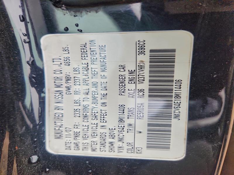 Aukcja sprzedaży 2008 Infiniti G37 Base, vin: JNKCV64E18M114406, numer aukcji: 97802135
