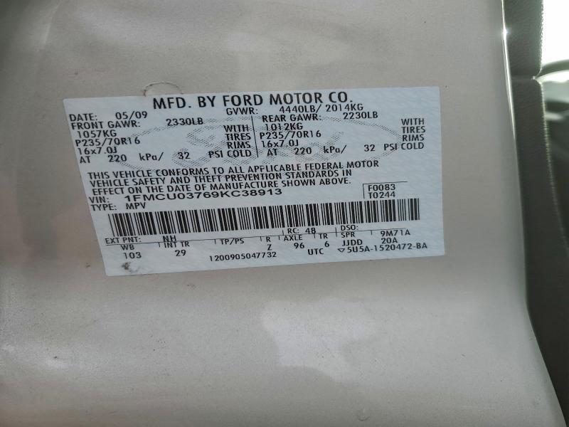 Aukcja sprzedaży 2009 Ford Escape, vin: 1FMCU03769KC38913, numer aukcji: 95477555