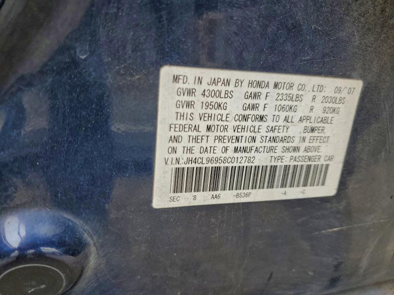 Auction sale of the 2008 Acura Tsx, vin: JH4CL96958C012782, lot number: 96719155