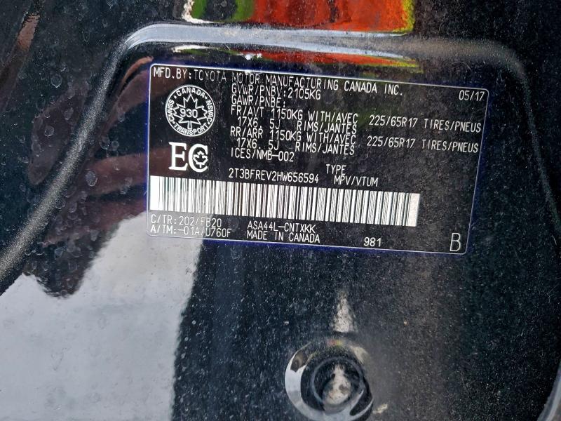 95169535 :رقم المزاد ، 2T3BFREV2HW656594 vin ، 2017 Toyota Rav4 مزاد بيع
