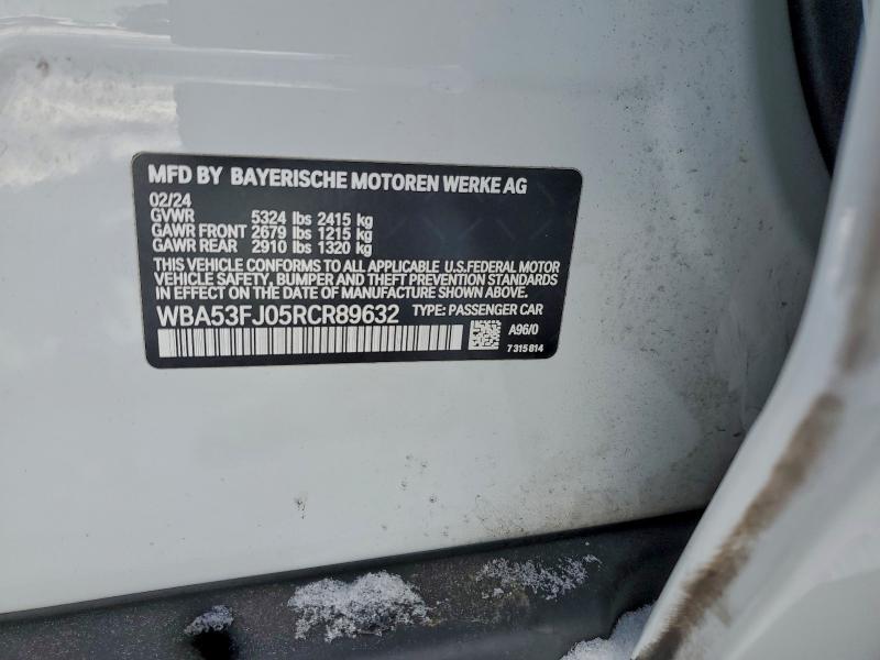 Продаж на аукціоні авто 2024 Bmw 530, vin: WBA53FJ05RCR89632, номер лоту: 95649495