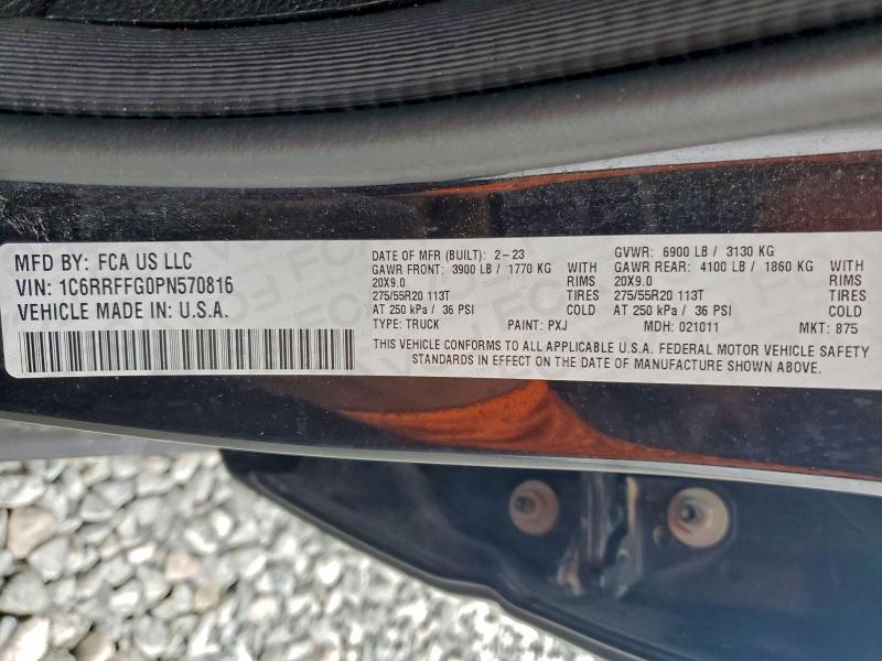 Продаж на аукціоні авто 2023 Ram 1500 Big H, vin: 1C6RRFFG0PN570816, номер лоту: 73920495