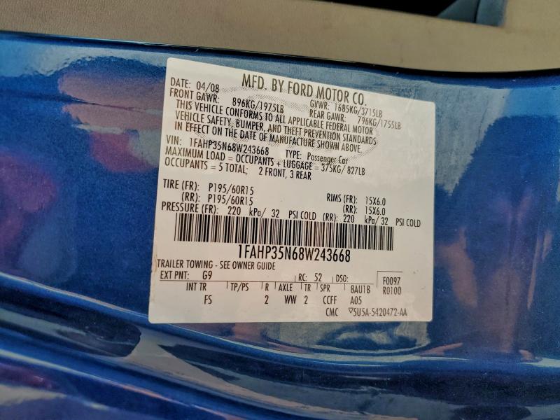 Aukcja sprzedaży 2008 Ford Focus Se, vin: 1FAHP35N68W243668, numer aukcji: 96275515