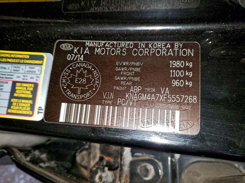 2015 Kia Optima Lx მანქანა იყიდება აუქციონზე, vin: KNAGM4A7XF5557268, აუქციონის ნომერი: 98644755