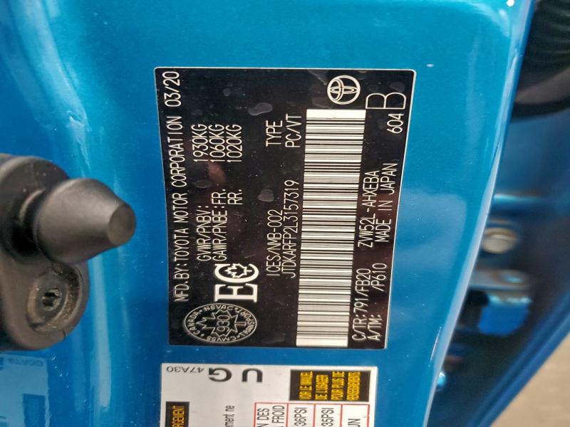 Aukcja sprzedaży 2020 Toyota Prius Prime, vin: JTDKARFP2L3157319, numer aukcji: 94966725