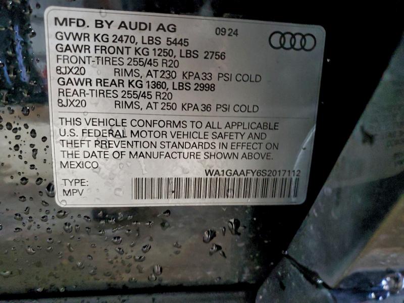 Aukcja sprzedaży 2025 Audi Q5, vin: WA1GAAFY6S2017112, numer aukcji: 94904795