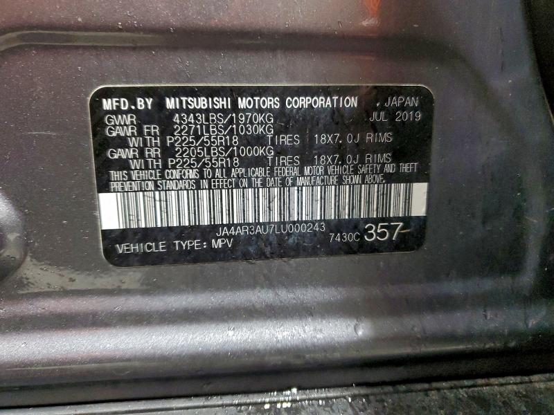 93897475 :رقم المزاد ، JA4AR3AU7LU000243 vin ، 2020 Mitsubishi Outlander Sport مزاد بيع