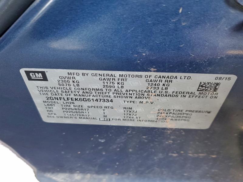 97328355 :رقم المزاد ، 2GNFLFEK6G6147334 vin ، 2016 Chevrolet Equinox مزاد بيع