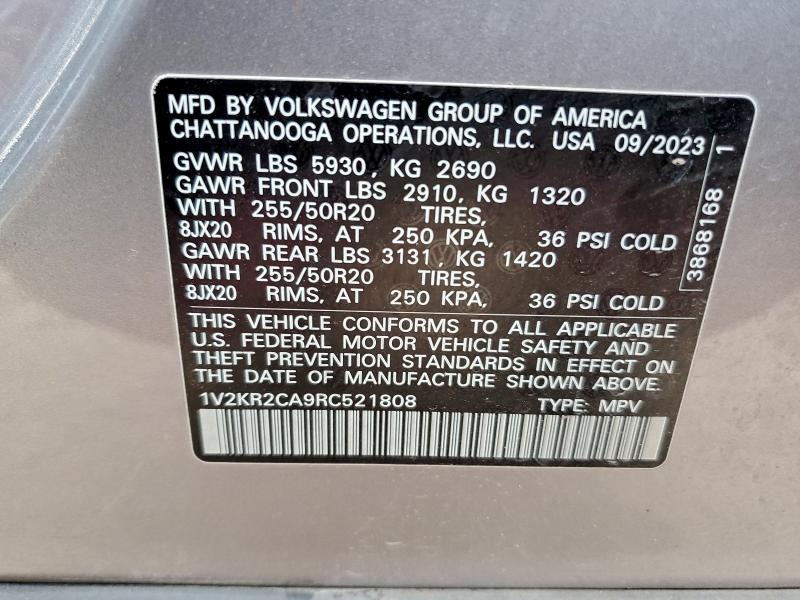 94303045 :رقم المزاد ، 1V2KR2CA9RC521808 vin ، 2024 Volkswagen Atlas مزاد بيع