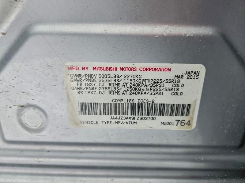 96141105 :رقم المزاد ، JA4JZ3AX9FZ603700 vin ، 2015 Mitsubishi Outlander مزاد بيع