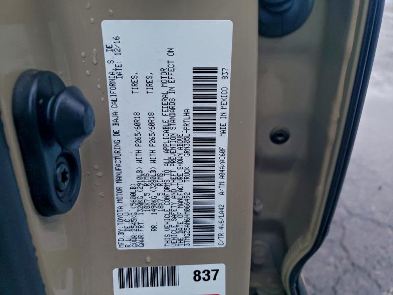 Aukcja sprzedaży 2017 Toyota Tacoma Dou, vin: 3TMGZ5AN6HM066492, numer aukcji: 95142685