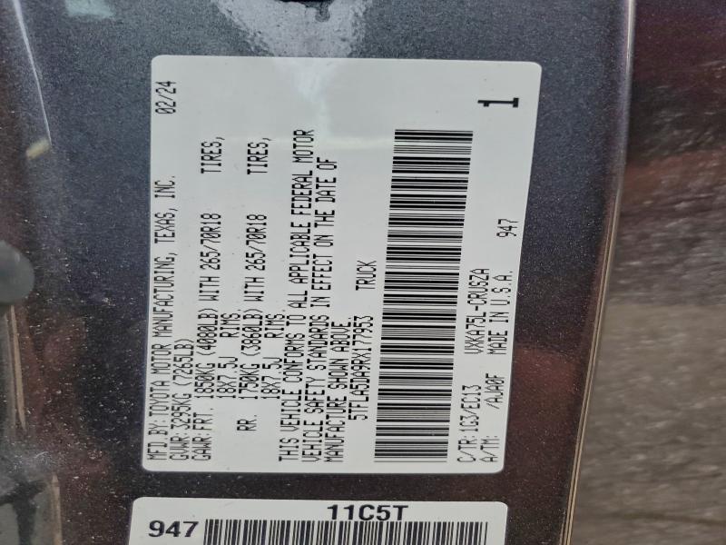 96792745 :رقم المزاد ، 5TFLA5DA9RX177953 vin ، 2024 Toyota Tundra مزاد بيع