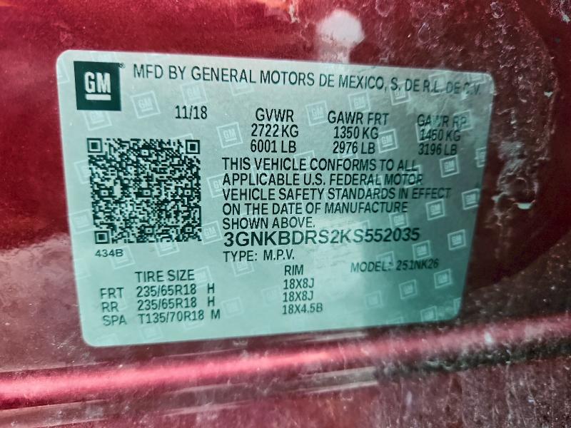 Продаж на аукціоні авто 2019 Chevrolet Blazer, vin: 3GNKBDRS2KS552035, номер лоту: 97424385