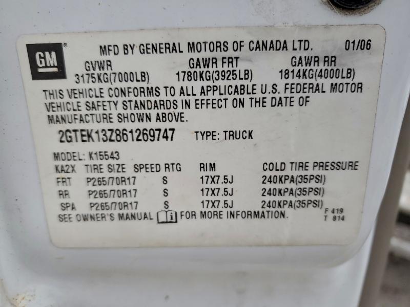 Aukcja sprzedaży 2006 Gmc New Sierra, vin: 2GTEK13Z861269747, numer aukcji: 96587885