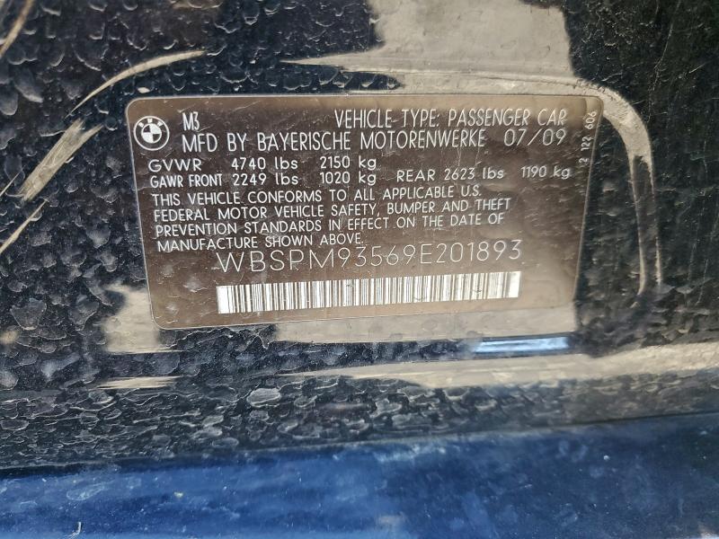 Продажа на аукционе авто 2009 Bmw M3, vin: WBSPM93569E201893, номер лота: 96159205