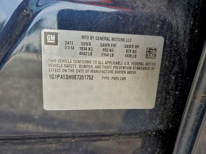 96720325 :رقم المزاد ، 1G1PA5SH8E7261752 vin ، 2014 Chevrolet Cruze مزاد بيع