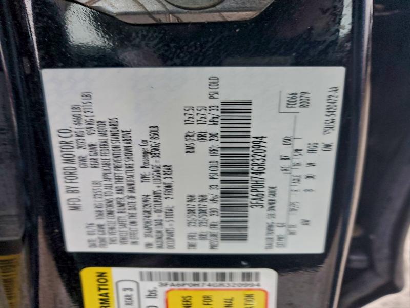 94638065 :رقم المزاد ، 3FA6P0H74GR320994 vin ، 2016 Ford Fusion Se مزاد بيع