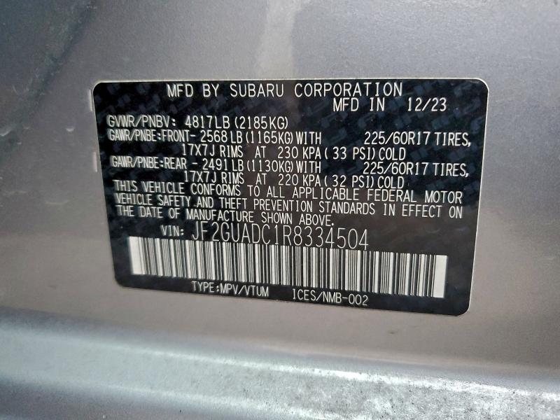 Продажа на аукционе авто 2024 Subaru Crosstrek, vin: JF2GUADC1R8334504, номер лота: 97099245