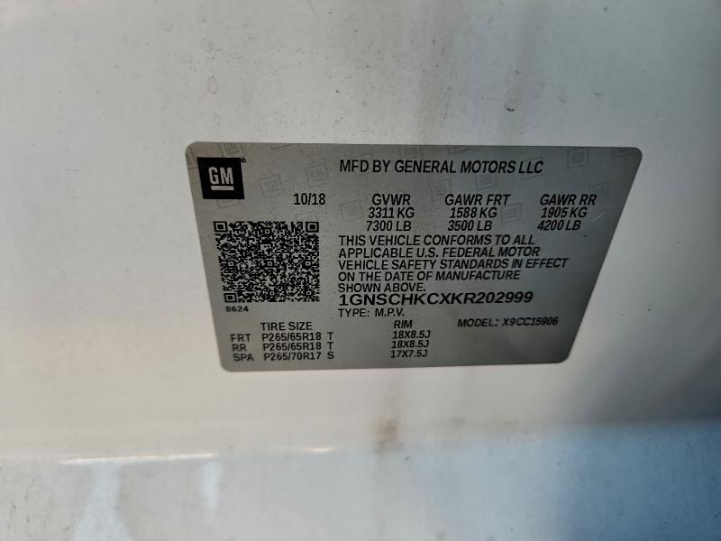 Aukcja sprzedaży 2019 Chevrolet Suburban, vin: 1GNSCHKCXKR202999, numer aukcji: 98006775
