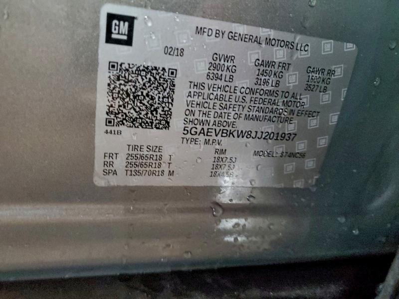 Aukcja sprzedaży 2018 Buick Enclave, vin: 5GAEVBKW8JJ201937, numer aukcji: 97301885