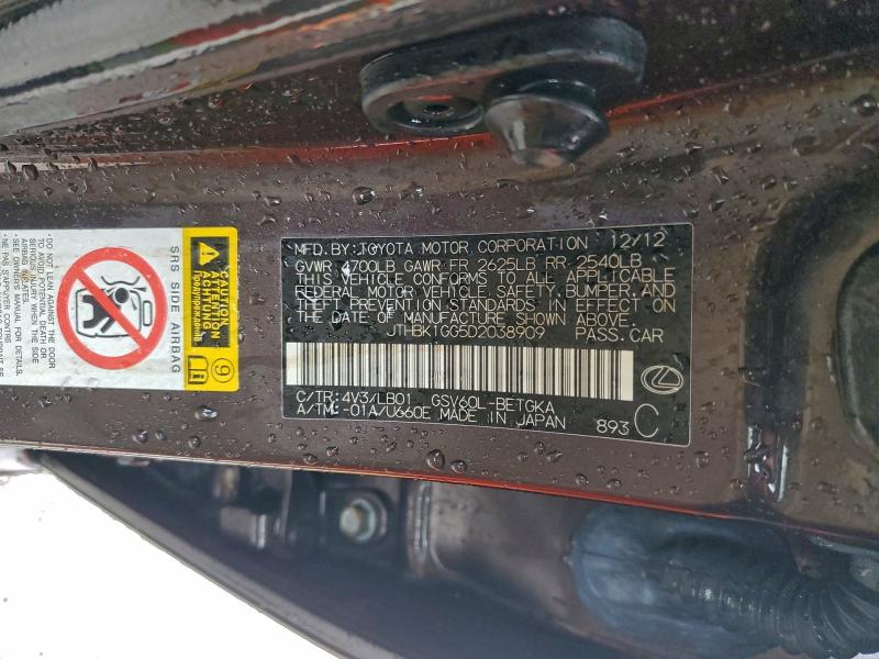 Aukcja sprzedaży 2013 Lexus Es 350, vin: JTHBK1GG5D2038909, numer aukcji: 97068735