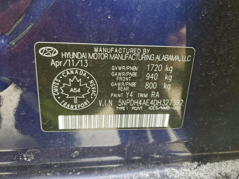 Продажа на аукционе авто 2013 Hyundai Elantra, vin: 5NPDH4AE4DH327392, номер лота: 96059765