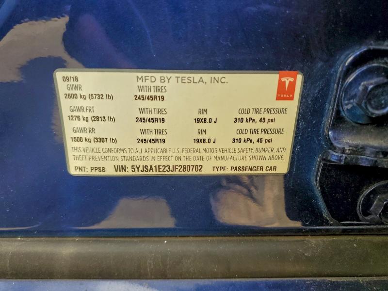 Aukcja sprzedaży 2018 Tesla Model S, vin: 5YJSA1E23JF280702, numer aukcji: 95738755