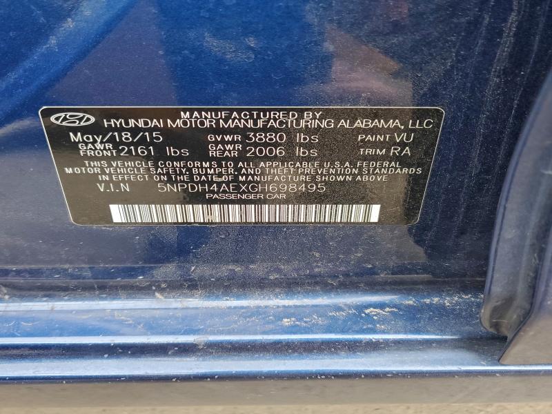 Продаж на аукціоні авто 2016 Hyundai Elantra, vin: 5NPDH4AEXGH698495, номер лоту: 95529785