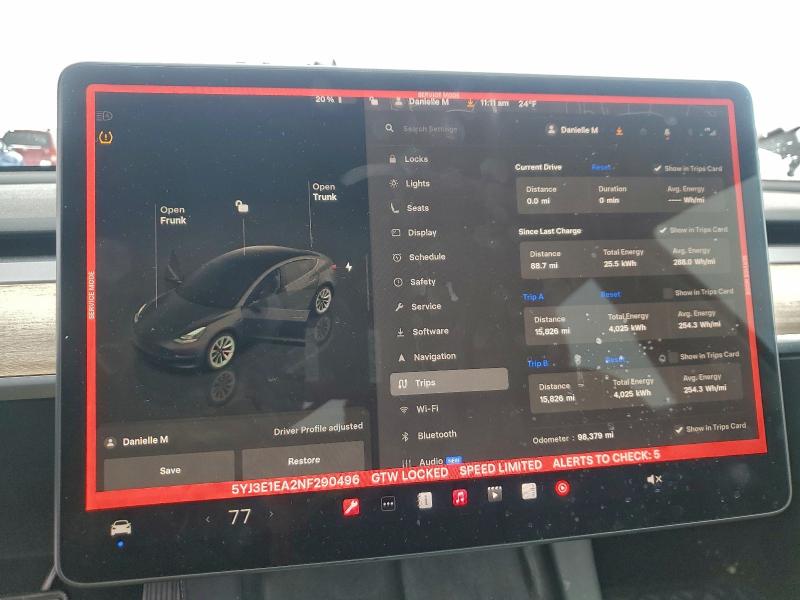 Продажа на аукционе авто 2022 Tesla Model 3, vin: 5YJ3E1EA2NF290496, номер лота: 94983175