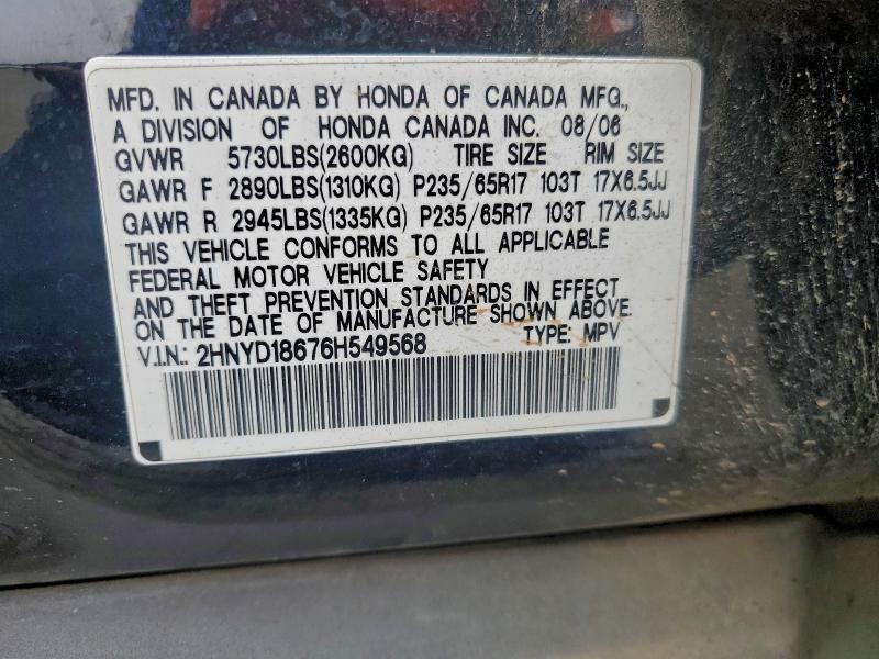 Aukcja sprzedaży 2006 Acura Mdx, vin: 2HNYD18676H549568, numer aukcji: 97146715