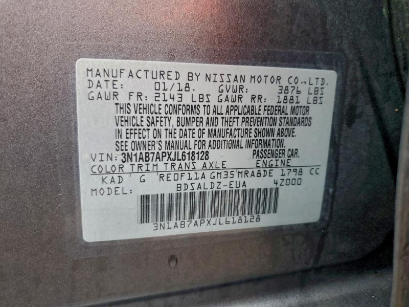Aukcja sprzedaży 2018 Nissan Sentra S, vin: 3N1AB7APXJL618128, numer aukcji: 98281945