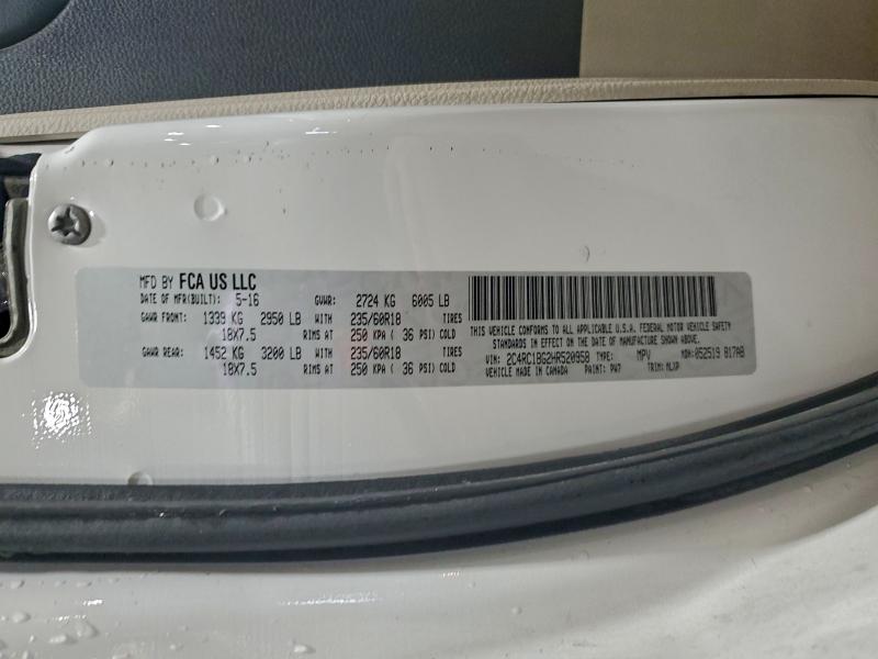96149695 :رقم المزاد ، 2C4RC1BG2HR520958 vin ، 2017 Chrysler Pacifica مزاد بيع