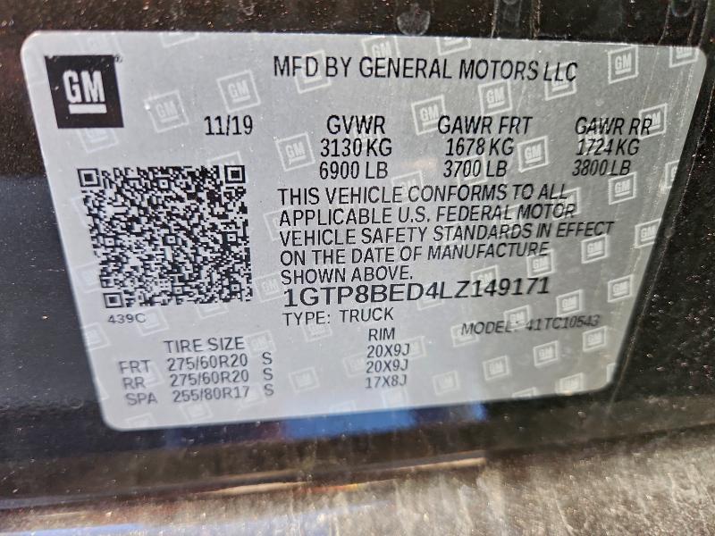 2020 Gmc Sierra მანქანა იყიდება აუქციონზე, vin: 1GTP8BED4LZ149171, აუქციონის ნომერი: 93290375