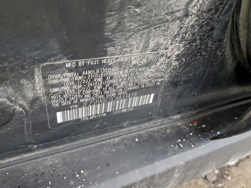 96530875 :رقم المزاد ، JF2SHABC0CH433419 vin ، 2012 Subaru Forester مزاد بيع