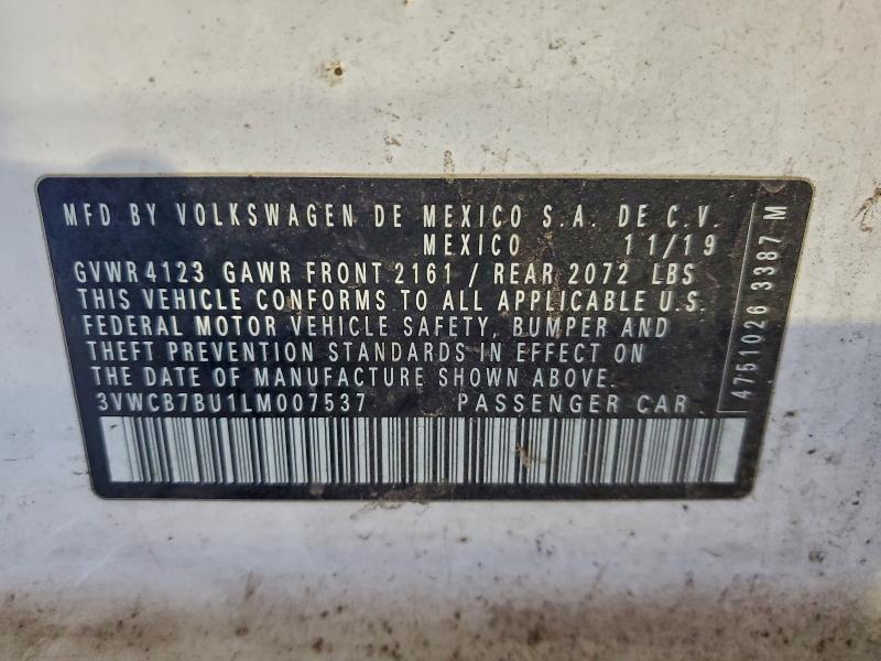 Продаж на аукціоні авто 2020 Volkswagen Jetta, vin: 3VWCB7BU1LM007537, номер лоту: 96309005